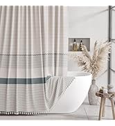 AmazerBath Farmhouse Shower Curtains for Bathroom, Boho Shower Curtain with Tassels, Striped Show...
