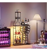 HavenlyYouth Liquor Cabinet for Home Bar, 5-Tier Wine Rack Freestanding Floor with Wine Glass Hol...