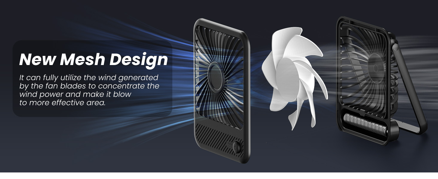 Smartphone cooling system illustration showing new mesh design with air circulation and fan blades for heat dissipation.