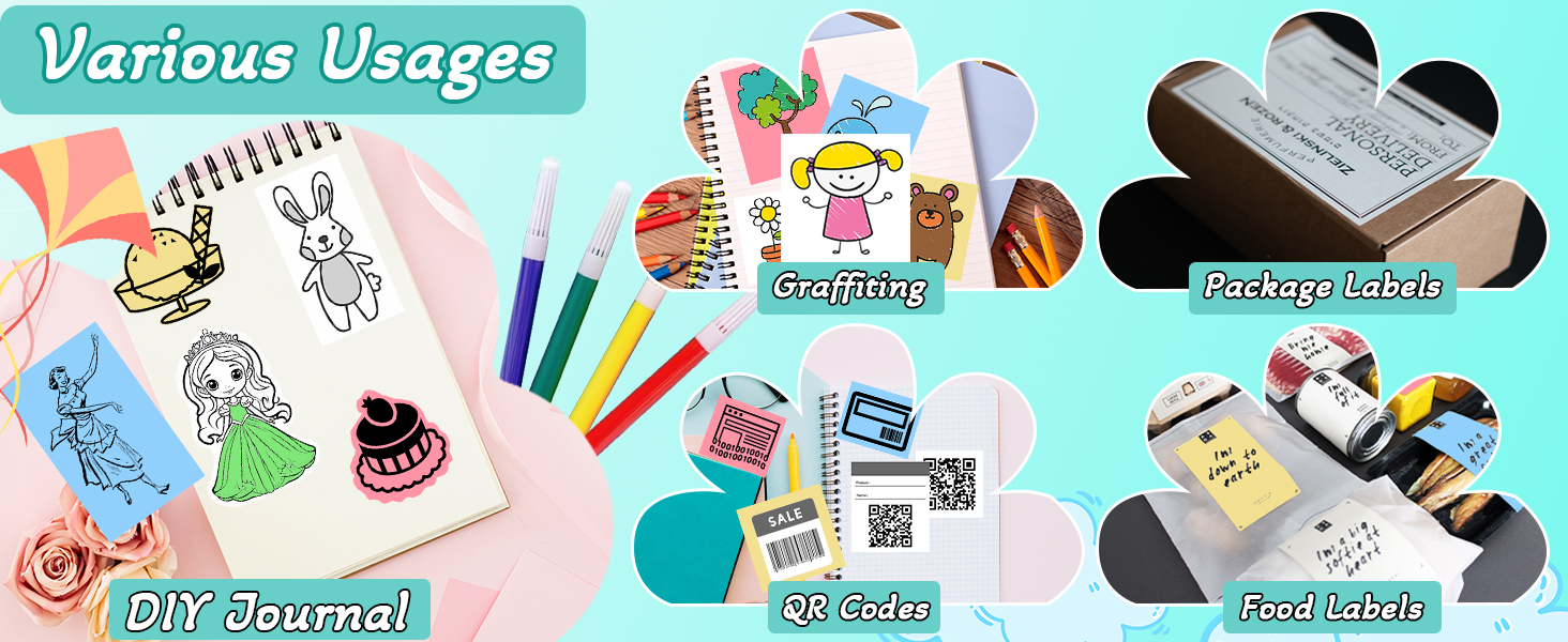 10 Rolls Sticker Paper, Self-Adhesive Thermal HD Photo Paper, Mini Pocket Printer Sticker Paper