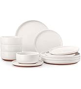 E-far 12-Piece Stoneware Dinnerware Sets, Plates and Bowls Sets for 4, Ceramic Dishware Dishes Se...