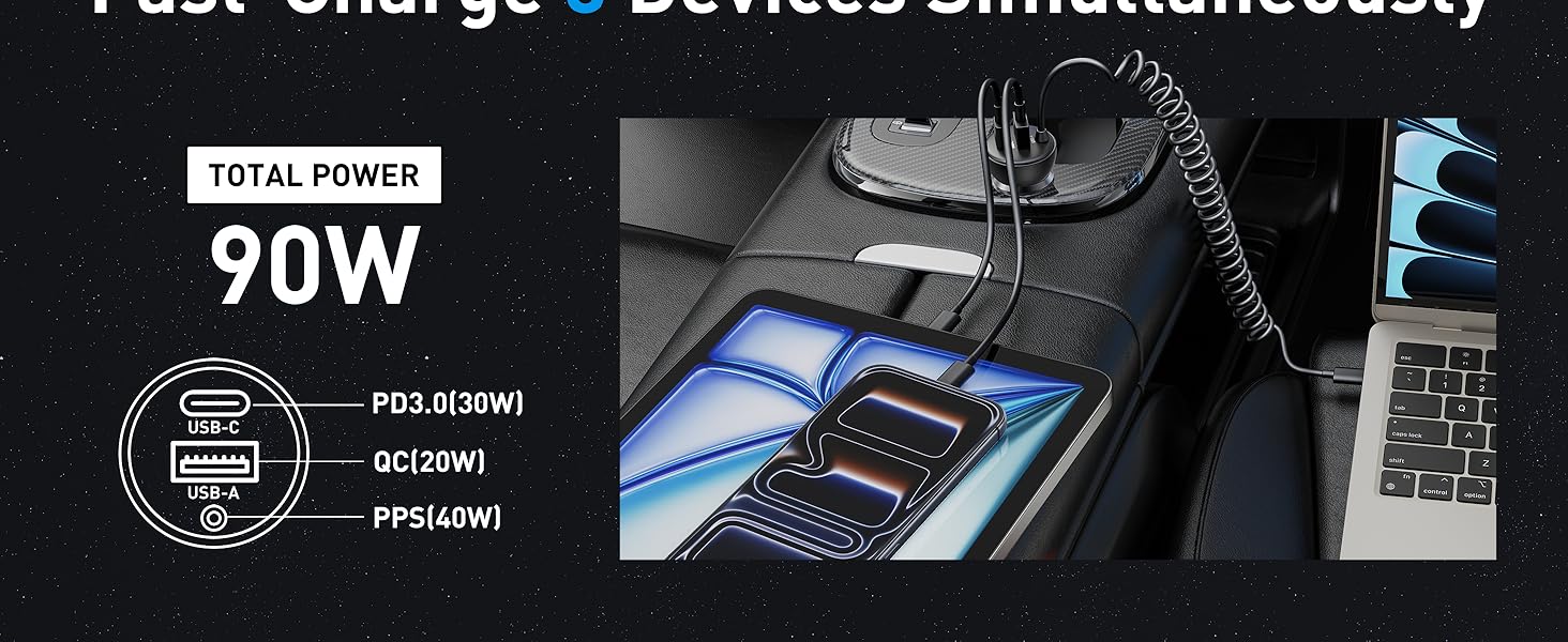 4FT Coiled USB C Cable for iPhone 17/17 Pro Max