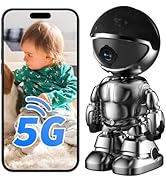 JUFLSKY Indoor Camera Robot,5G/2.4Ghz WiFi Robot Cameras for Home Security,360 PTZ Nanny Cam Comp...