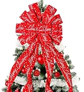 Christmas Tree Topper Christmas Wreath Bow, 52 * 13 inches Tree Toppers Bow with Letter Patterned...