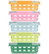 Ello Duraglass 3.4 Cup Meal Prep Sets 10Pc, 5 Pack Set- Glass Food Storage Container with Silicon...