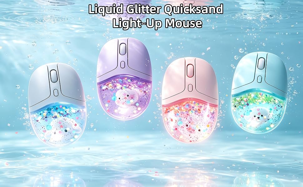 Pink Wireless Mouse, Cute Dual-Mode Bluetooth &amp;amp; 2.4G Mouse with RGB Light, Rechargeable