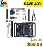 HOTO 40-Piece Tool Kit, Household Essentials tool set w/Smart Electric Screwdriver (LED, 3 Torque...