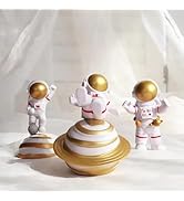 Ni-JASW Gold Astronaut Statues Planet Set of 3, Spaceman Figurines Space Theme Party Cake Toppers...
