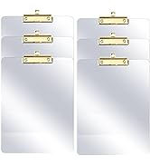 PERFORMORE 6 Pack of Plastic Clipboards, 12” x 9” Clear Acrylic Clipboards with Gold Clip, Durabl...