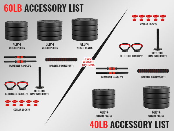 4 in 1 adjustable dumbbell 40lb