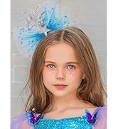 Latious Blue Princess Bow Headband Glitter Tulle Bows Hairbands Sequin Star Hair Hoop Birthday Co...