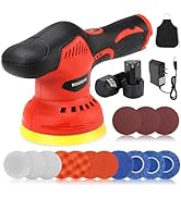 ROADGIVE Cordless Car Buffer Polisher with 2PCS 2.0Ah Battery, (5 Inch/6 Inch)8 Variable Speed Po...