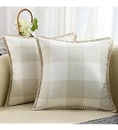decorUhome Farmhouse Buffalo Plaid Check Throw Pillow Covers 18x18 Set of 2, Outdoor Decorative P...