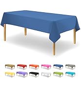 Blue Disposable Plastic Tablecloth for Rectangle Tables (12 Pack) Premium Decorative Table Cloths...