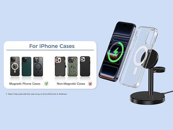 magsafe charger stand 3 in 1 charging station apple wireless iphone 17 16 15 14 13 12 watch airpods