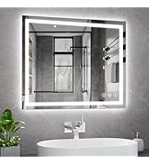 Koonmi 30x36 LED Bathroom Mirror, Backlit + Front Lit, LED Bathroom Mirror with Lights for Wall, ...