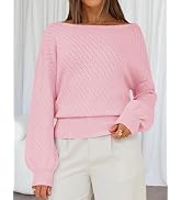 MEROKEETY Women's Boat Neck Sweater 2026 Fall Long Lantern Sleeve Dressy Casual Hollow Out Knitte...