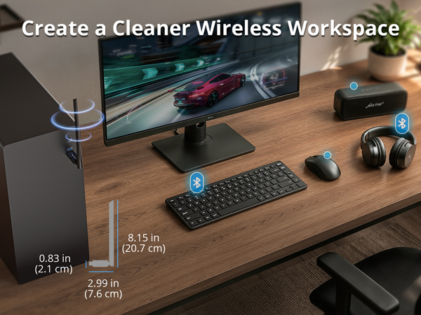 Clean Desktop Setup with Wireless Bluetooth Devices for Organized Workspace