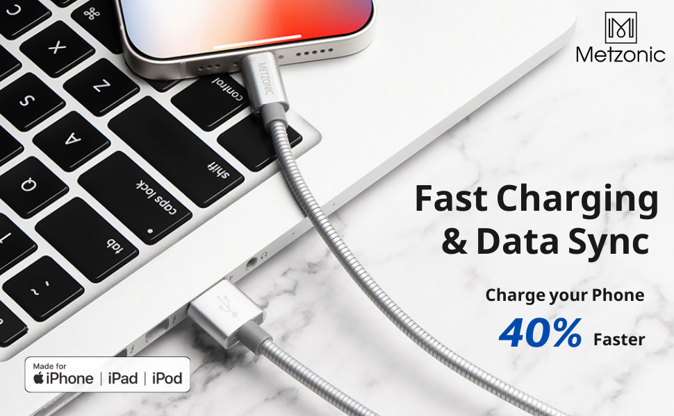 apple mfi certified fast charge metal braided pet proof high speed charge and sync gift for him