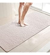 LuxStep Shower Mat Bathtub Mat,47x16 inch, Non-Slip Bath Mat with Drain, Quick Drying PVC Loofah ...