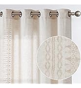 jinchan Boho Curtains for Bedroom Linen Boho Curtains 84 Inches Long 2 Panels Farmhouse Curtains ...