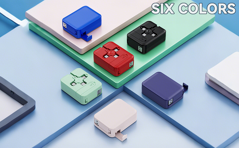 The product comes in six different colors: red, blue, green, black, pink, and purple