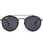 Pro Acme Double Bridge Round Sunglasses for Women Men 100% Real Glass Lens Retro UV400 Protection...