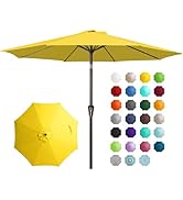 JEAREY 9FT Outdoor Patio Umbrella Outdoor Table Umbrella with Push Button Tilt and Crank, Market ...