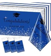 3 Pack Class of 2026 Graduation Tablecloths,Foil Dot Plastic Disposable Rectangle Table Covers fo...