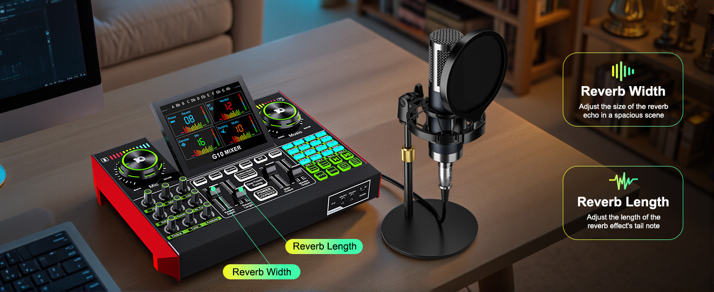 The soundboard has a reverb adjustment function.
