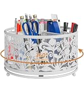 EKNITEY Rotating Mesh Desk Organizer - 4 Slots Cute Pen Pencil Holder Caddy for Office Art Suppli...