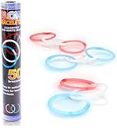 Fun Central 8" Glow Stick Bracelets - Bulk 50 Pack for Mardi Gras, St. Patrick's Day, and Nightti...