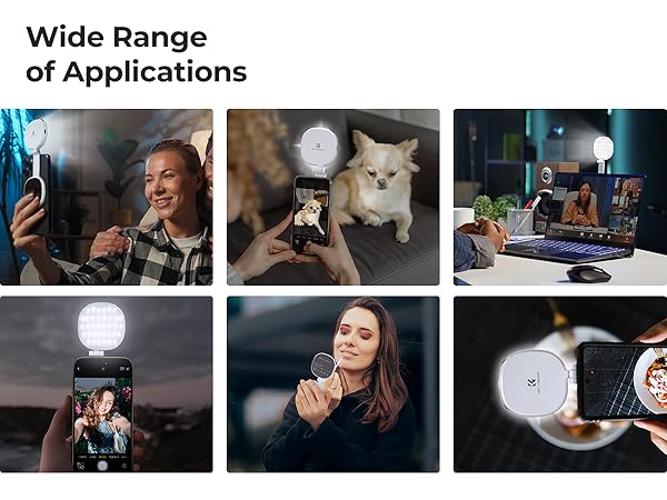 Text reads 'Wide Range of Applications'. Collage of photography-related images showing people using cameras in various settings including indoor and outdoor scenarios.
