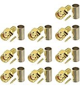Bingfu SMA Male Crimp Solder Attachment 50 Ohm Gold Plated Copper Connector (10-Pack) Compatible ...