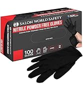Salon World Safety Black Nitrile Disposable Gloves, Box of 100, Size X-Large, 5.0 Mil - Latex Fre...