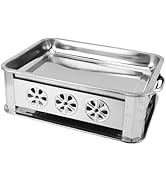 Fish Pan Charcoal Alcohol Grill, Rectangular Fish Charcoal Alcohol Stove Dual Heating Mode for Ho...