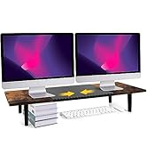 Across-Star Dual-Monitor-Stand-Riser-For-Desk Adjustable Length 32-40 Inch, Large Desktop Compute...