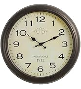 Monarch Specialties I 9080 Clocks, 16" Round, Wall Clock, Antique Brown, Transitional