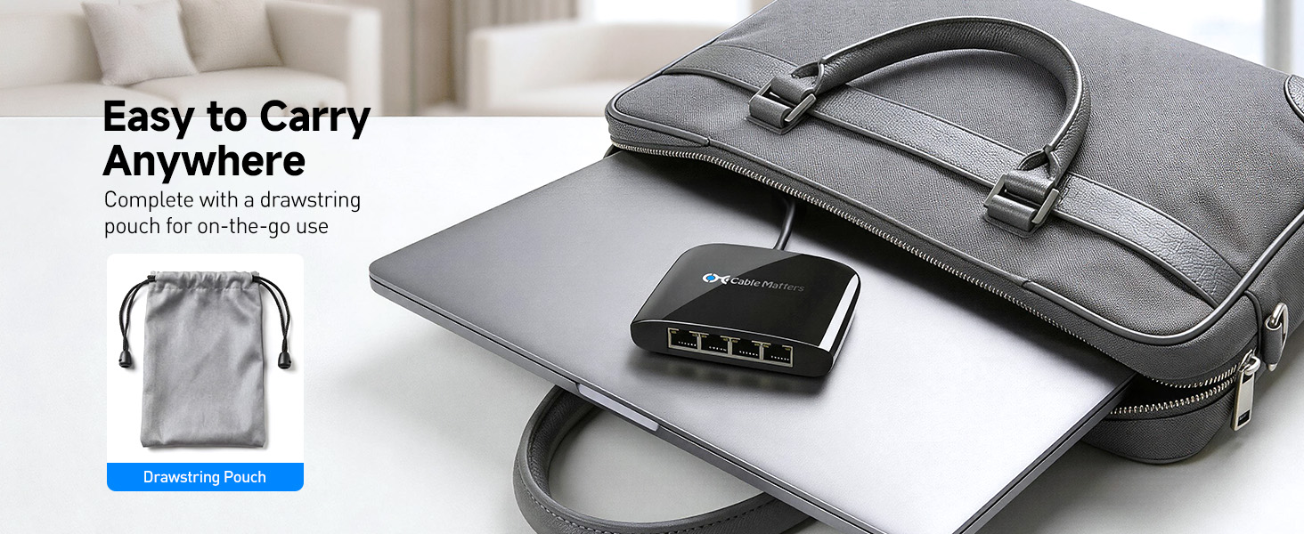 USB to 4-Port Gigabit Ethernet Switch for Network Sharing