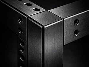 Close-up view of a server rack frame corner