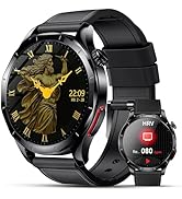 Smart Watch for Men Women (Black Leather), 1.43
