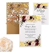 DreamBuilt 5X7.2 Inch 50PCS Blank Laser Cut Gold Wedding Invitations With Rsvp Cards And Envelope...