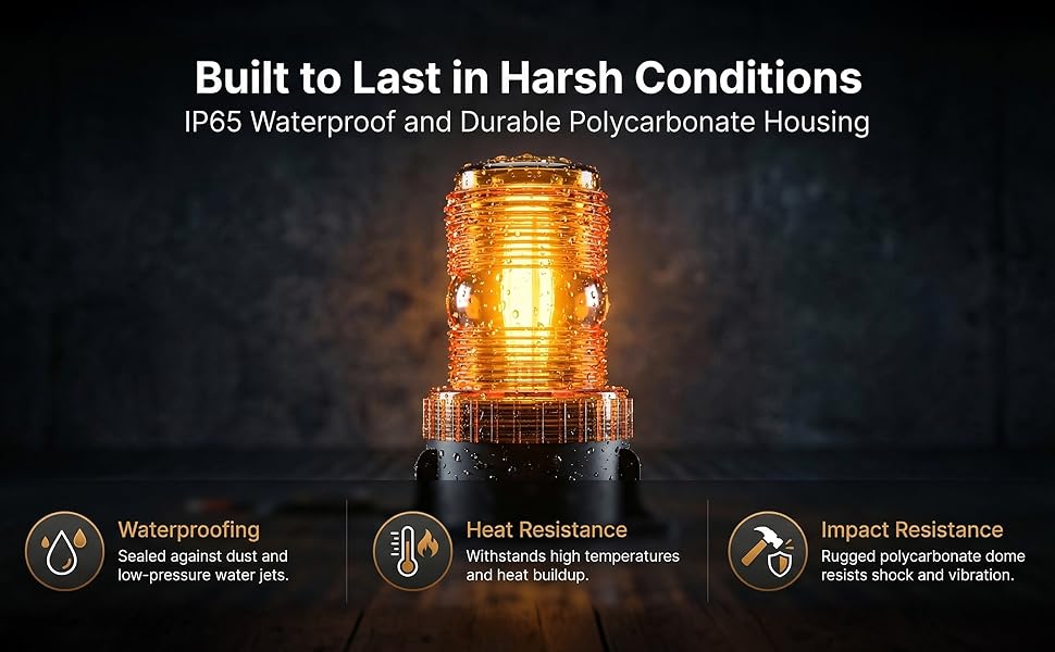 Magnetic Amber Led Strobe Lights 12V 24V Safety Warning Roof Top Flasher Emergency Flashing Beacon