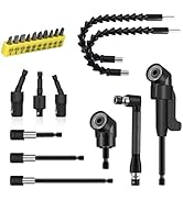 21 Pcs Right Angle Drill Attachment Set Includes 2Pcs Flexible Drill Bit Extension 3Pcs 360° Rota...