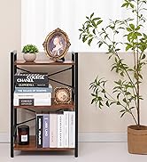 Yoobure Bookshelf Small Book Shelf, Solid Industrial 3 Tier Shelf Bookcase, Short Book Case for B...