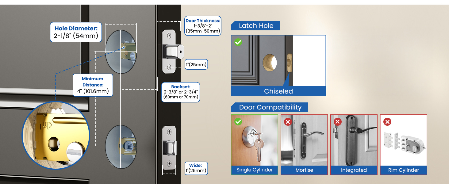 Keyless Entry Door Lock with 2 Lever Handles
