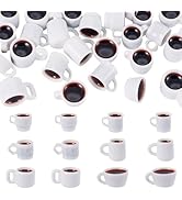 Magibeads 24Pcs Resin Mini Coffee Cups Miniature Food Drink Kitchen Set Fake White Espresso Coffe...