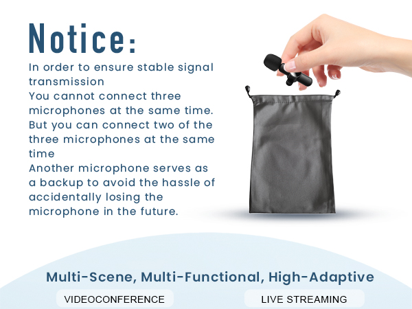 3 in 1 Mini Microphone,Wireless Lavalier Microphones for iPhone Android Camera USB-C,2.4G 