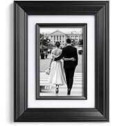 Yaetm 6x8 Black Picture Frame with Decorative Inner Frame &amp; Tempered Glass, Display 4x6 Photos wi...