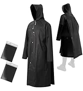 ANYOO 2-Pack Rain Ponchos for Adults Reusable Raincoats with Hooded and Drawstring Emergency for ...